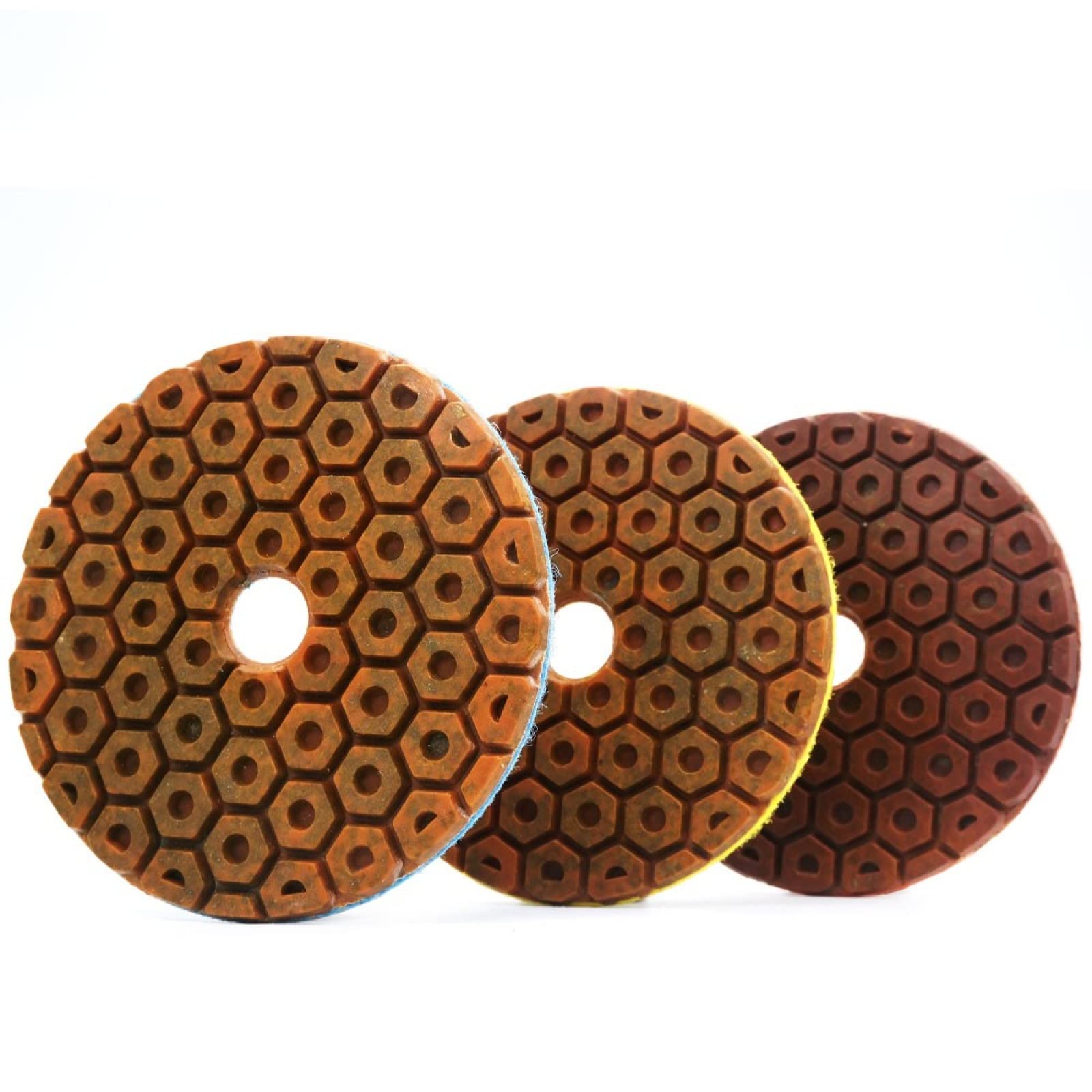 Almohadillas pulidoras de diamante, 3 uds., almohadillas for pulir metal con diamante de 4 pulgadas, disco de lijado de suelo con unión de cobre for hormigón, granito, mármol, piedra(100)