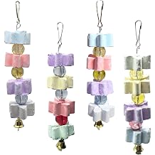 4Pieces Parrot Beak Trimmer Bird Beak Grinding Stone Teeth Lava Block Mineral Calcium Rock Chewing Toys with Bell for Parakeet Conure Budgies Rabbit Chinchilla Hamster