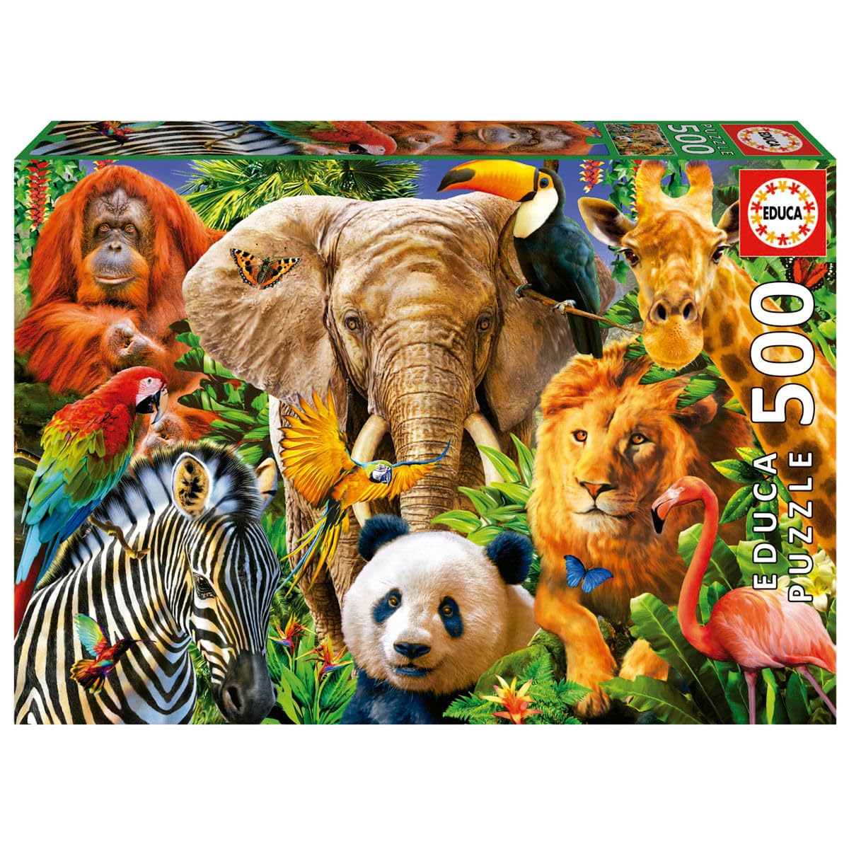 Educa - Wild Animals Collage 500-Piece Jigsaw Puzzle for Adults | Zoo Wildlife Artwork Collection | Ages 11+ (19550)