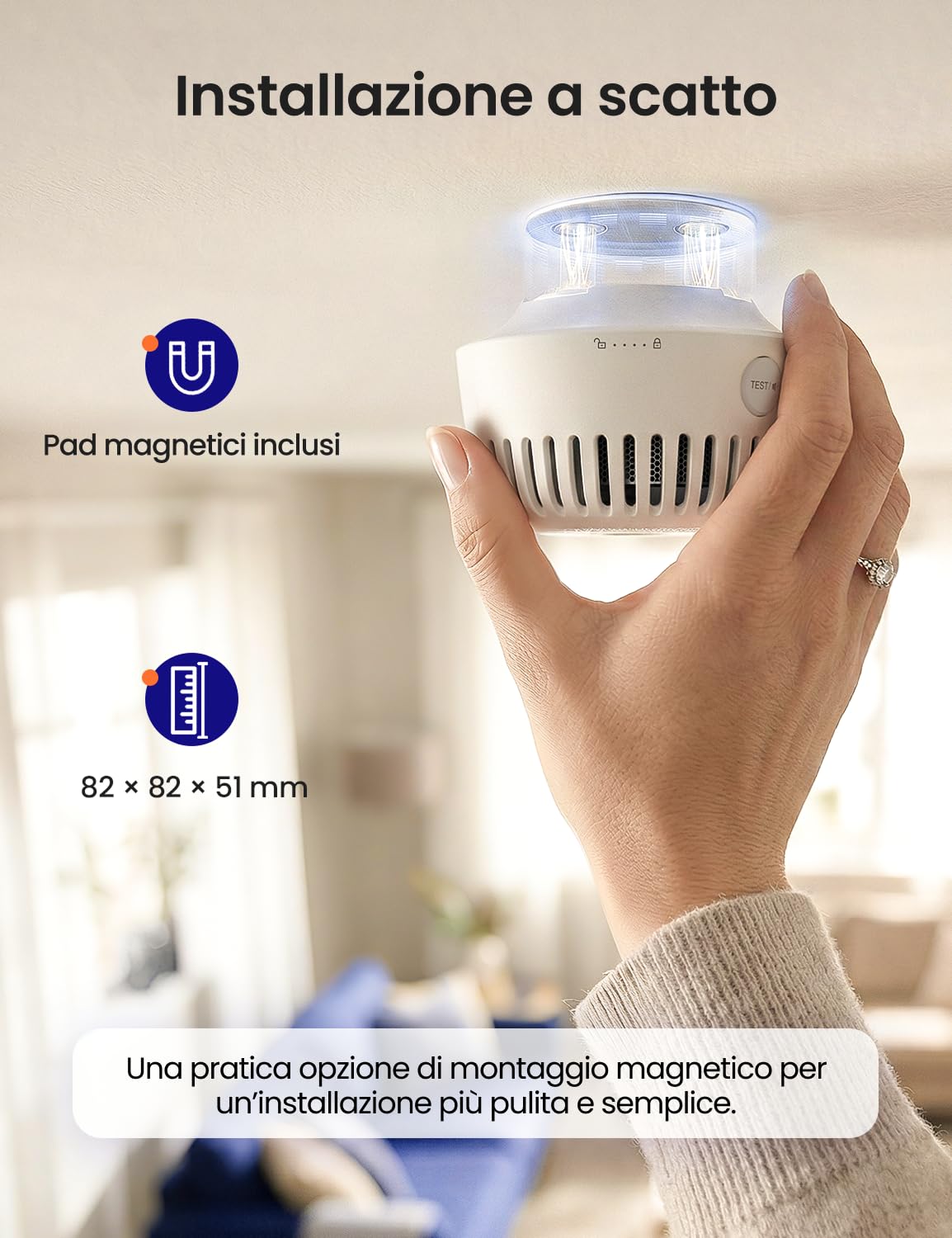 AGESLINK Rilevatore di fumo WIFI, Certificazione EN 14604, ASW-iR, 1 Pezzo