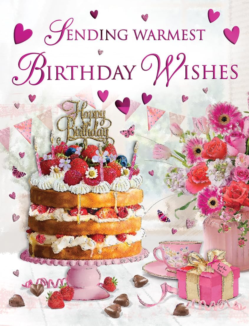 Regal Publishing Birthday Card, Sending Warmest Birthday Wishes Female - 8 x 6 inches