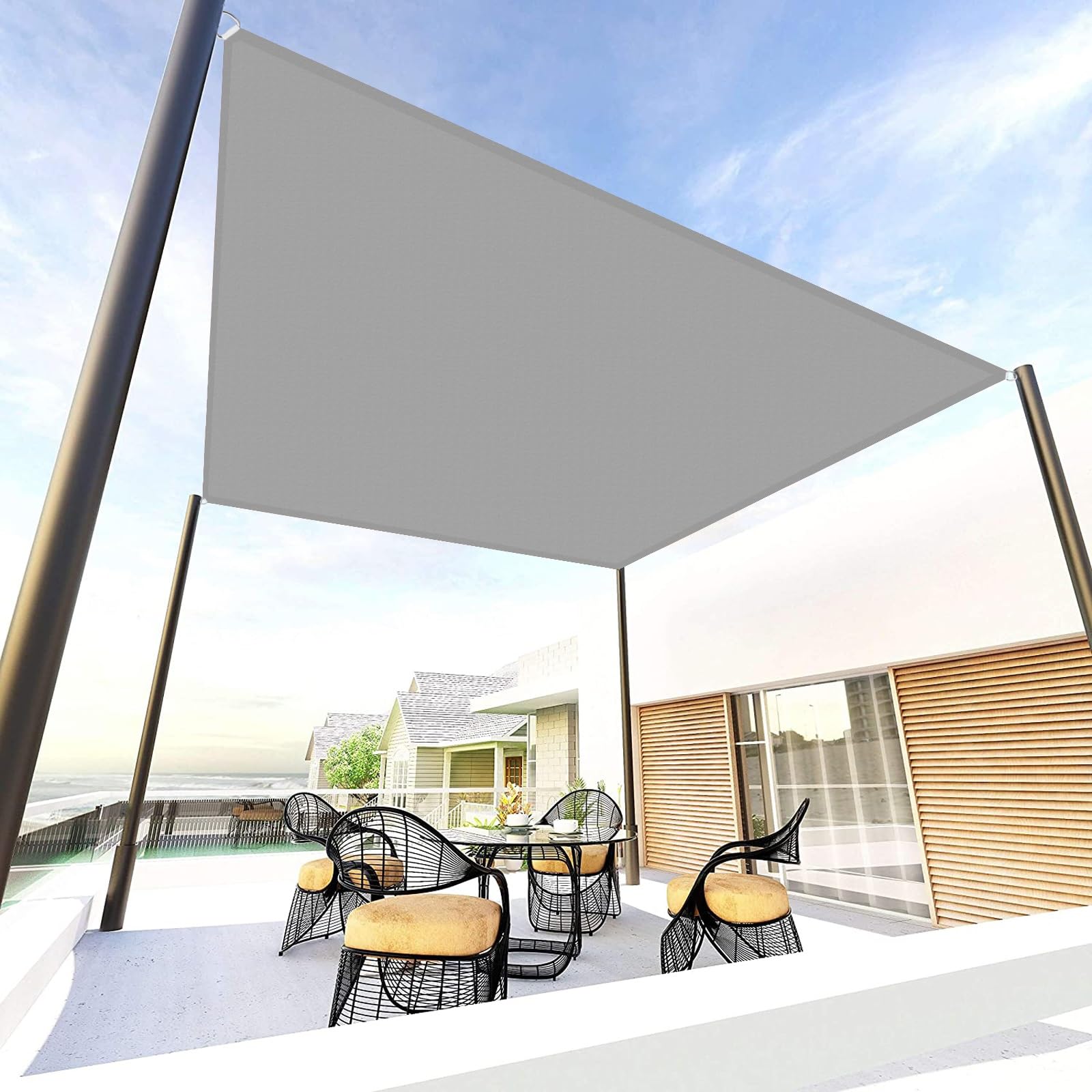 Toile ombrage impérméable anti-UV 98% de 2x6.5m pour rester au sec sur la terrasse