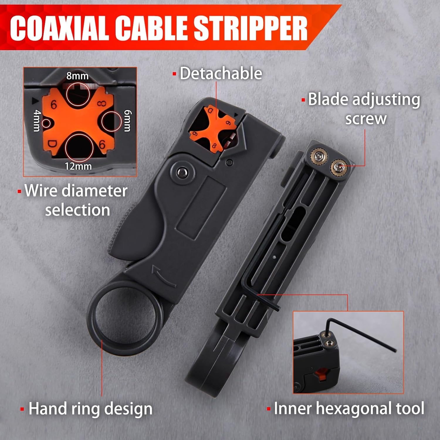 Coax Crimping Tool F Type Connector Compression Tool Set Coax Cable Crimper Tool Kit for RG6 RG-59 RG-58 with 20Pcs RG6 Coaxial Cable Connectors and a Adjustable Rotary Coaxial Cable Cutter