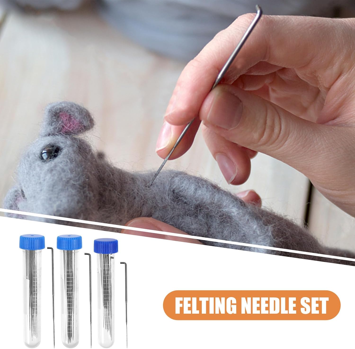 Holibanna Wool Felting Needles Kit for Starters and Adults, Easy to Control and Comfortable to Grip Metal and Plastic Needle Felting Tools Set, for Travel and Killing Time DIY Craft Projects