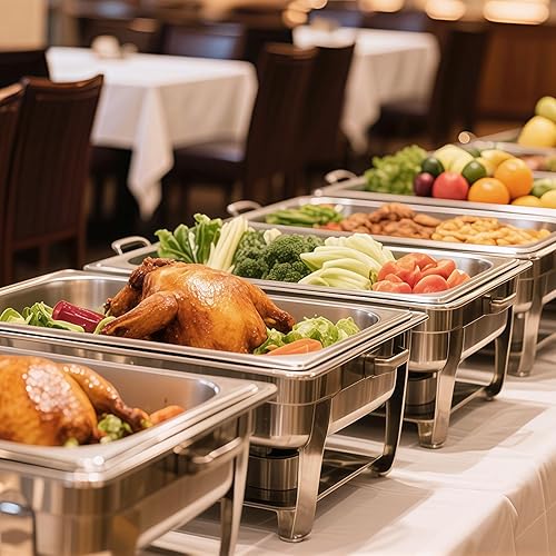 Miniatura 8 de VEVOR Paquete de 4 sartenes de vapor inoxidable para hotel, bandeja de vapor de mesa de 12 tamaño, 2.5 pulgadas de profundidad, suministros de