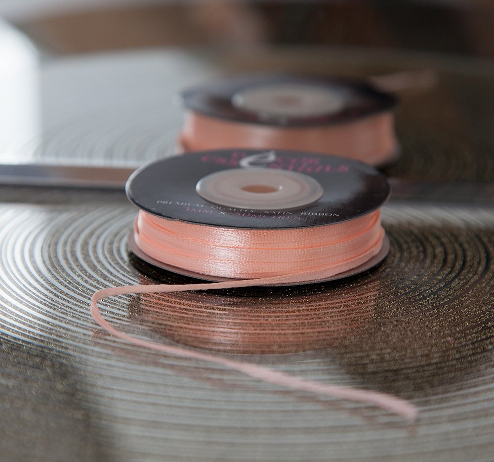 Decor Essentials Peach Double Faced Satin Ribbon 3Mm X 50 M Craft Stationery Florist (Peach)