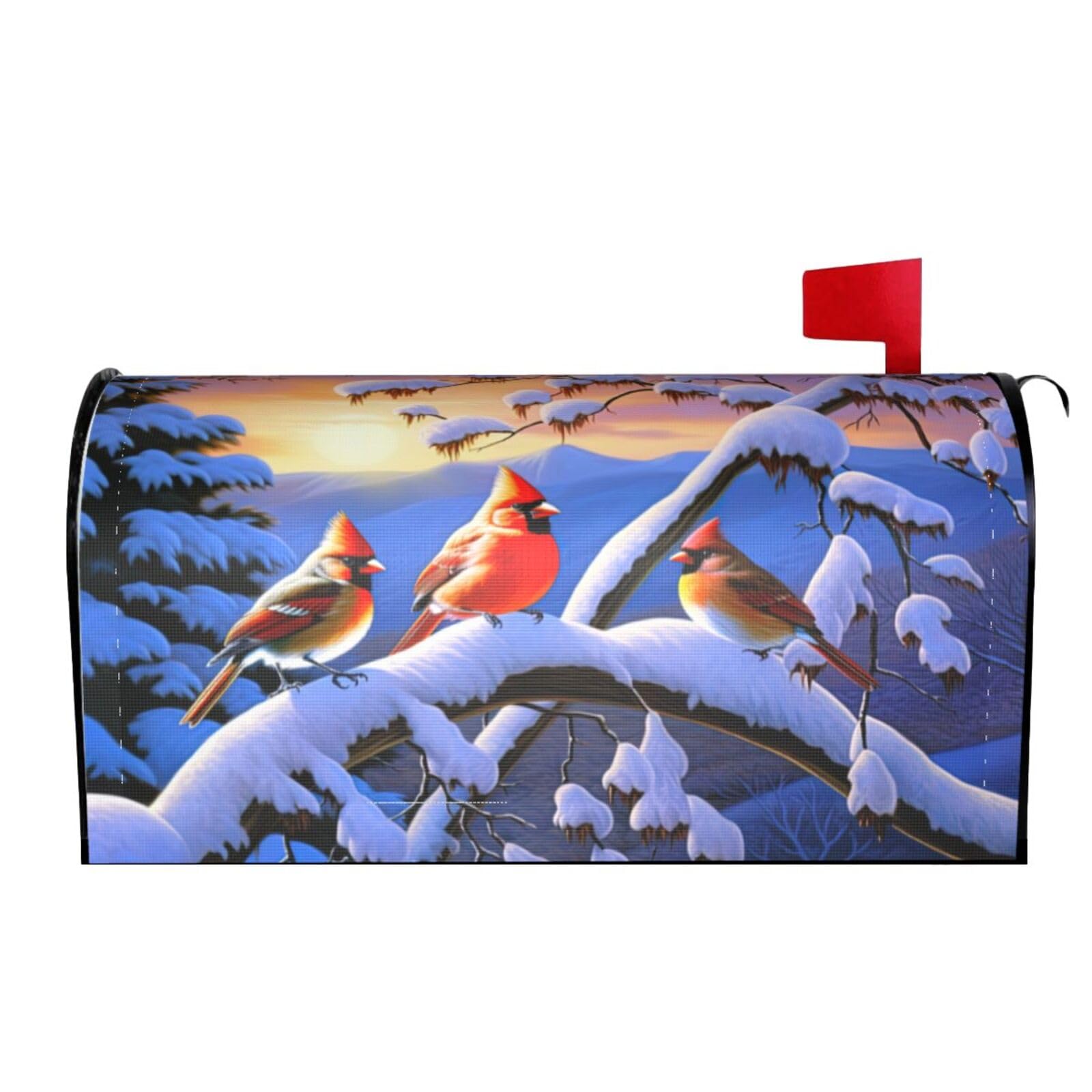 Snow Winter Bird 06 Mailbox Covers Magnetic Wraps Post Letter Box Cover Garden Home Decor