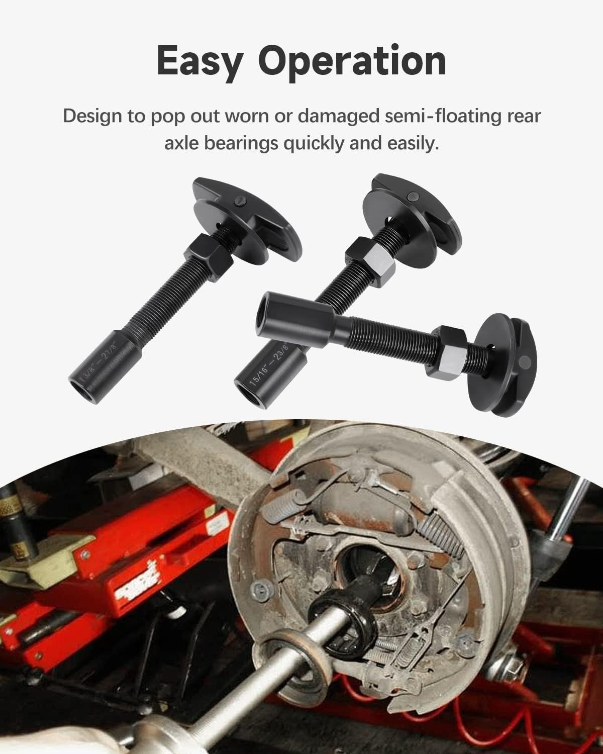 3Pcs Rear Axle Bearing Puller Tools Kit, Rear Axle Bearing Puller Extractor Installer Repair Tool Set 1 to 1-7/8, 1-5/16 to 2-3/8, 1-3/8 to 2-7/8