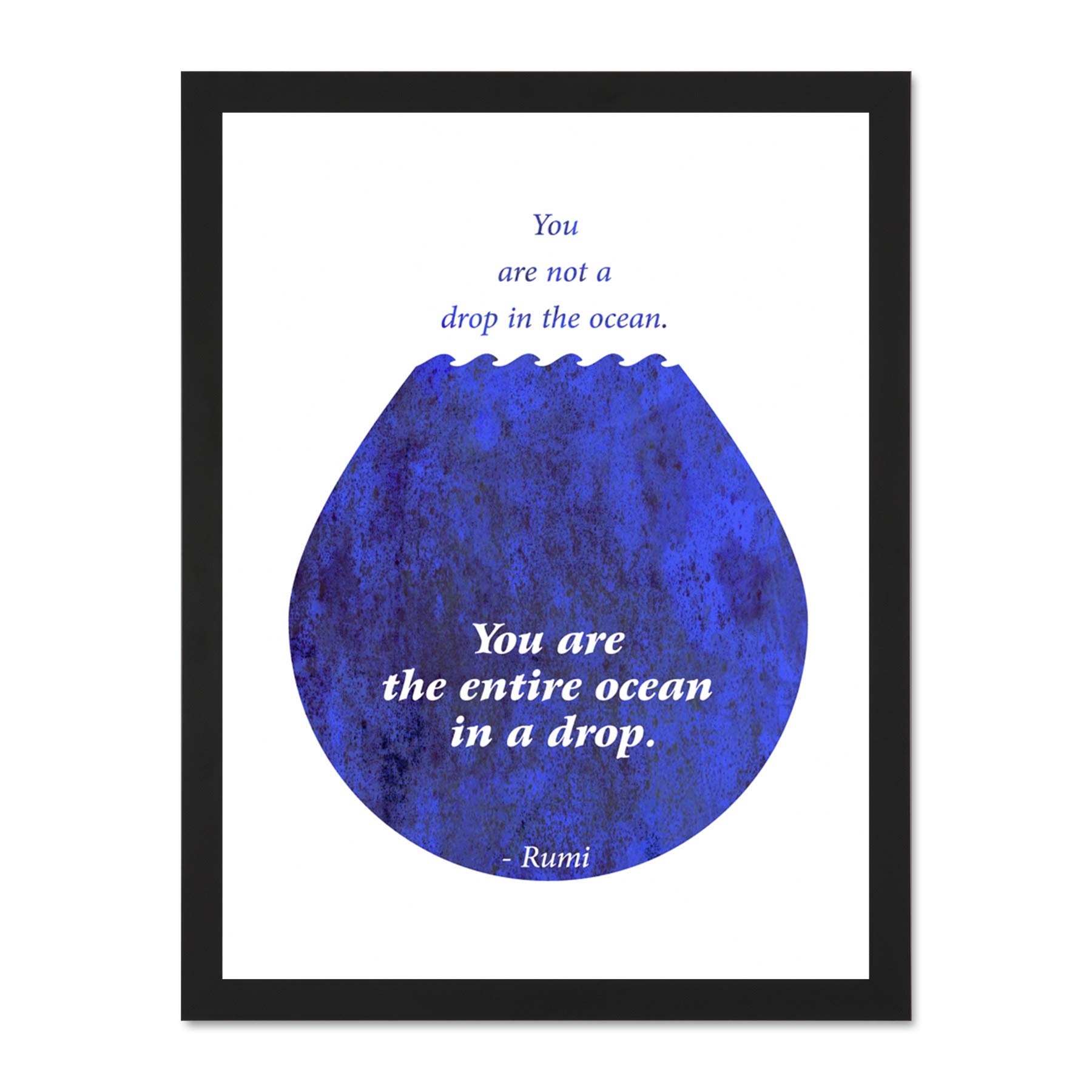 Wee Blue Coo Rumi You Are Entire Ocean Drop Quote Motivation Typography Blue Large Framed Art Print Poster Wall Decor 18x24 inch
