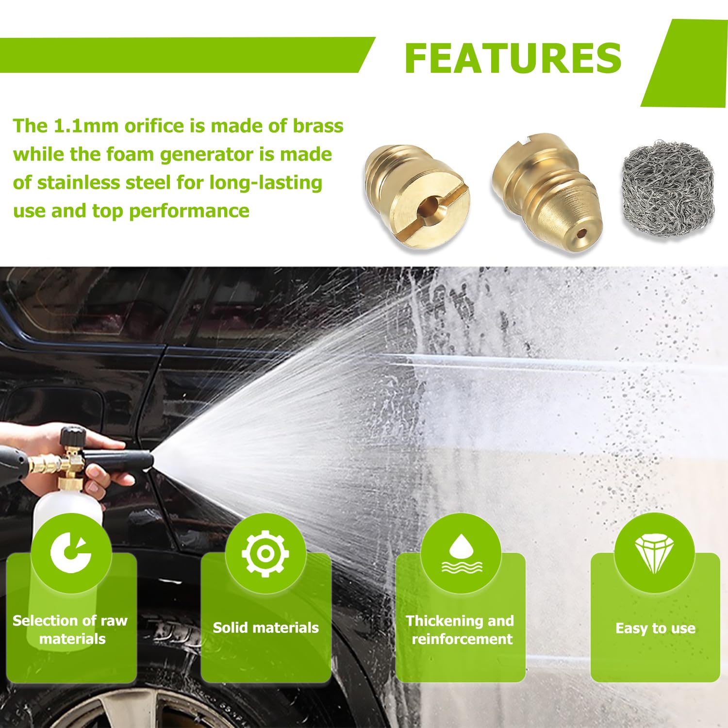 1.1 mm Foam Cannon Orifice Nozzle and Foam Maker Adapted to Snow Foam Lance and Thread Nozzle Tips 4Pcs Foam nozzle 4Pcs foam maker product thumbnail 8