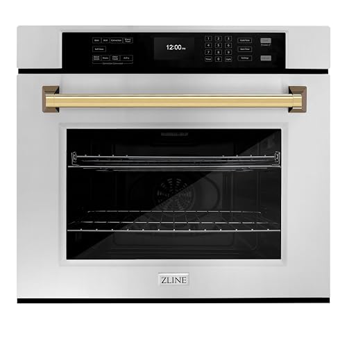 ZLINE 30 in. Autograph Edition Professional True Convection Single Wall Oven with Air Fry and Self Clean in Stainless Steel with Polished Gold Handle (WASZ-30-G)