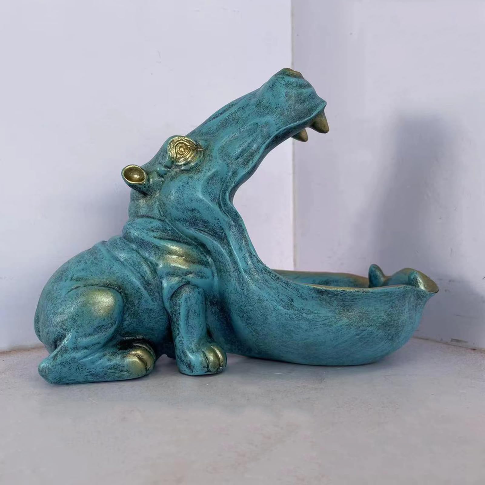 Cutfouwe Hippo Statue, Collectible, Small Parts, Container, Key Candies, Table Decoration, Home Office Decoration Accessories