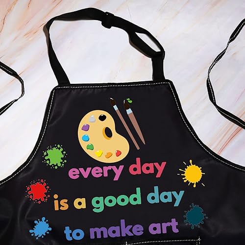 Miniatura 3 de Delantal de pintores de artistas con bolsillos, delantal para profesores de arte, todos los días es un buen día para hacer arte ajustable, delantal
