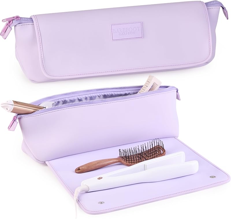 Estojo de viagem BAREFOOT CARIBOU para ferramentas de cabelo com tapete Lilac, 2 em 1