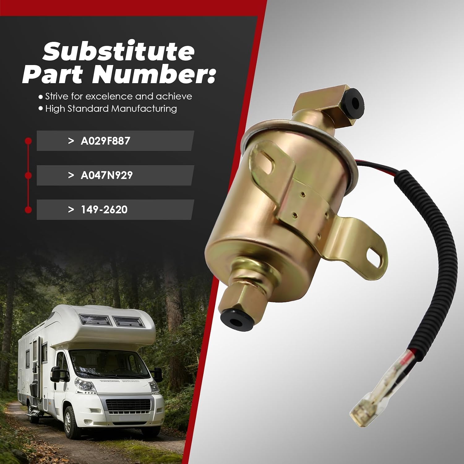 Nakkaa E11015 A029F887 Electric Fuel Pump A029F887 Compatible with Cummins Onan A047N929 149-2620 Airtex Herko RV008 GMB 596-1160, Onan 5500 5.5KW Gas Generator Marquis Gold Rialta RV 5500 EVAP