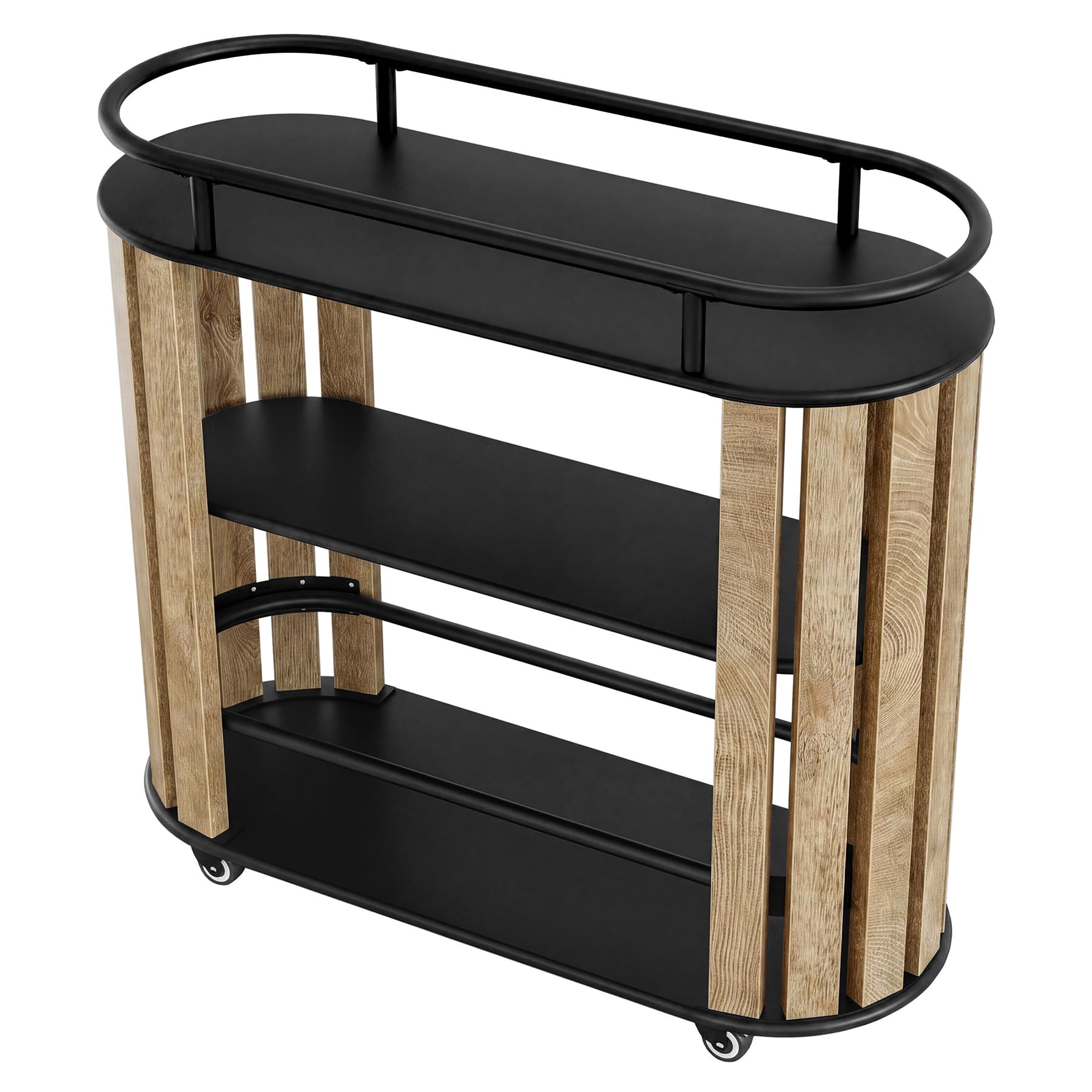 Tribesigns Carro de servir con ruedas, carrito de cocina de 3 niveles en diseño industrial, carrito con estantes de madera y marco de metal, carrito de bebidas para bar en casa, cocina, comedor y