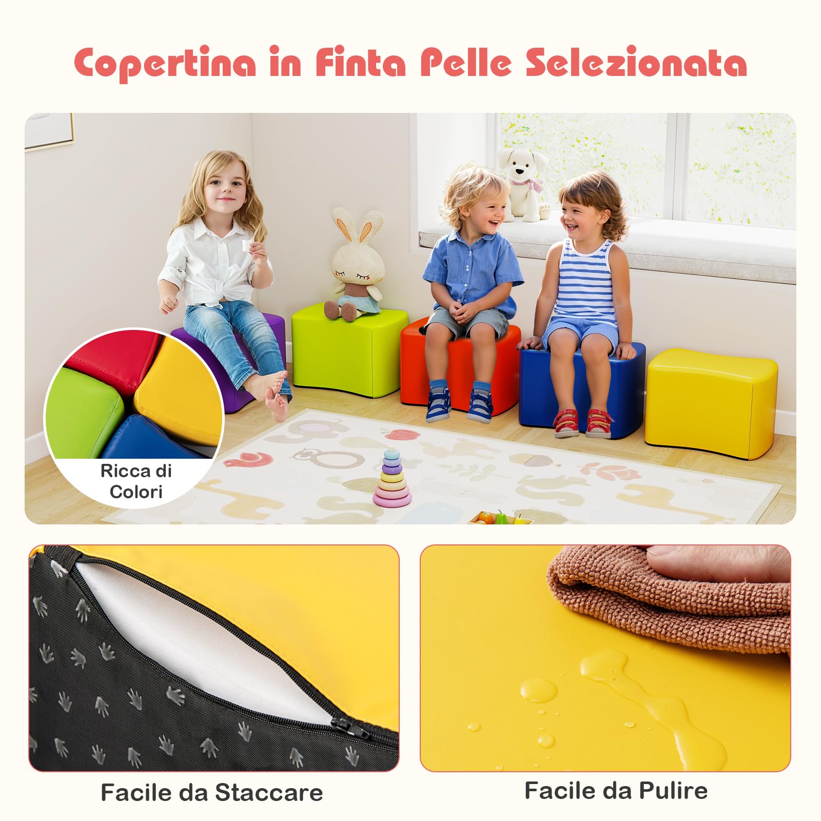 COSTWAY Set di Sgabelli Modulari per Bambini a Forma di Farfalla
