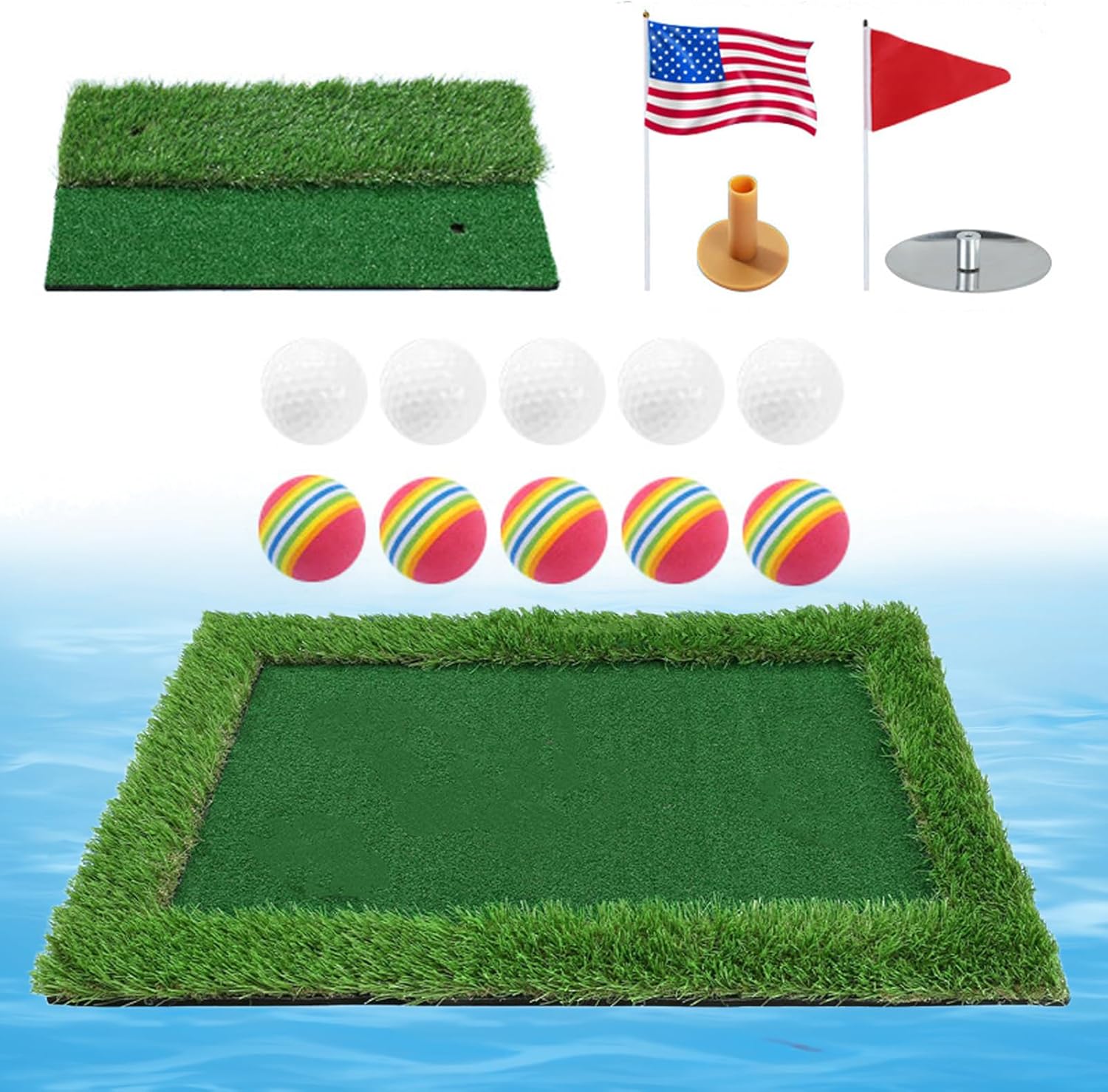 Floating Golf Green,Floating Golf Putting Turf Game Set - Practice Mat for Outdoor, Training Activities for Pool Lake Backyard Swimming Pool