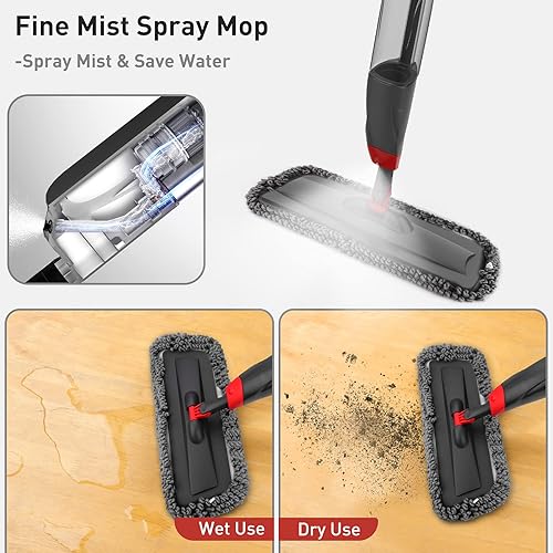 Miniatura 4 de Trapeador de suelo en aerosol de 531in fregona para limpieza de suelos de 254fl oz botella de pulverización de microfibra para limpieza de suelos de