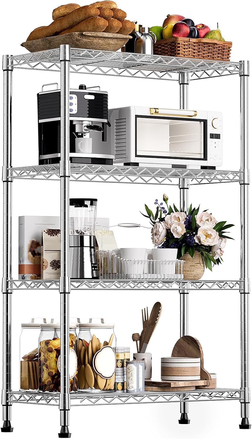 Xcity Storage Shelves, 3 Tier Heavy Duty Metal Shelving Unit, 1050 LBS Capacity Adjustable Steel Wire Shelf Organizer for Pantry, Kitchen, Garage, 12" D x 18" W x 30" H, Chrome