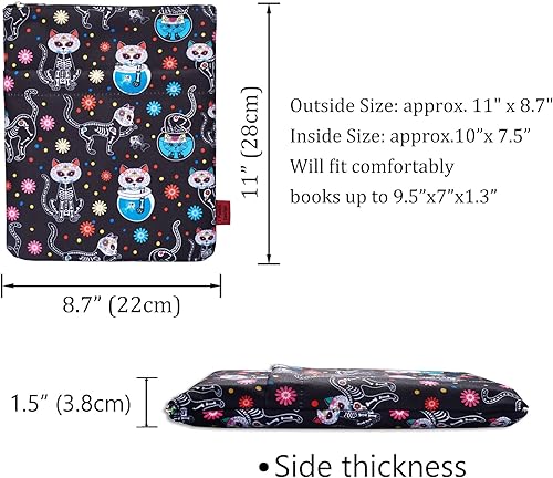 Miniatura 2 de Día de los Muertos - Funda para libros diseño de calavera de Dia De Los Muertos para libros de tapa dura con cremallera 11 x 85 pulgadas