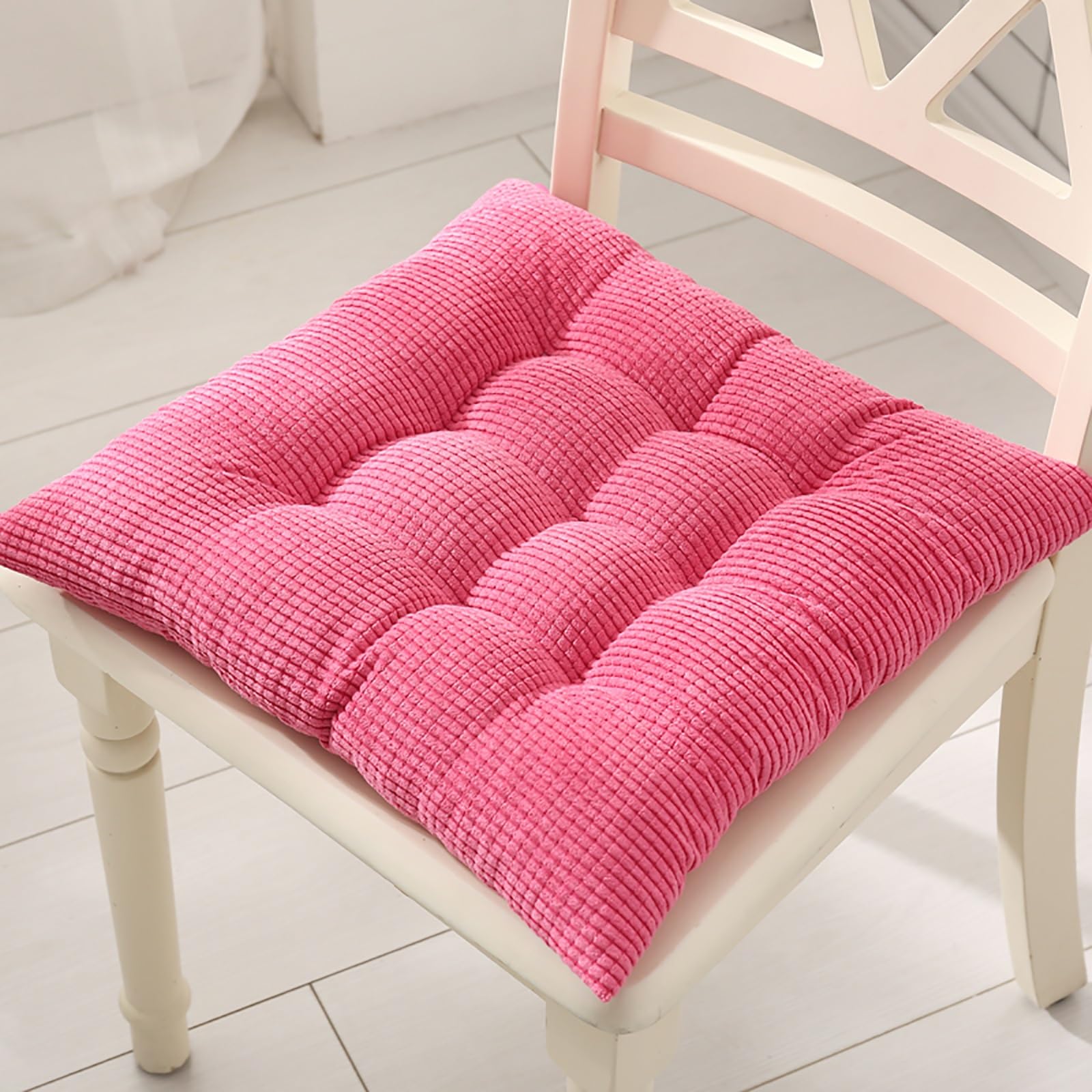 Cojín para silla de comedor cuadrado 50x50 de pana gruesa con lazos en color D
