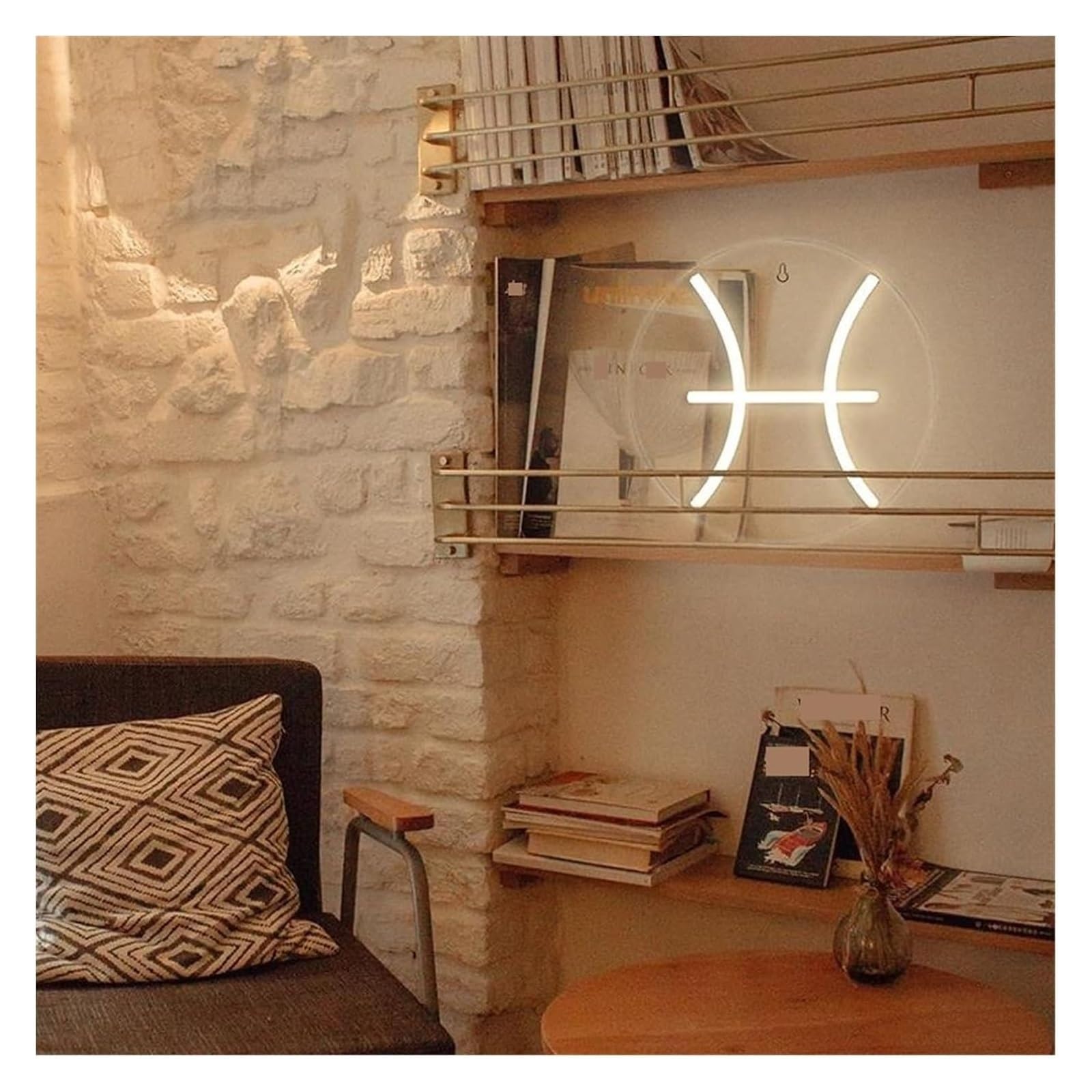 Insegne al neon Luci a LED Pesci e Gemelli Lampada a alimentata con interruttore Parete di casa(Pisces)
