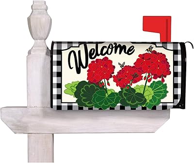 Evergreen Flag Geranium Plaid Mailbox Cover Durable and Well Made Home and Garden DÃ©cor for Lawn Patio Yard