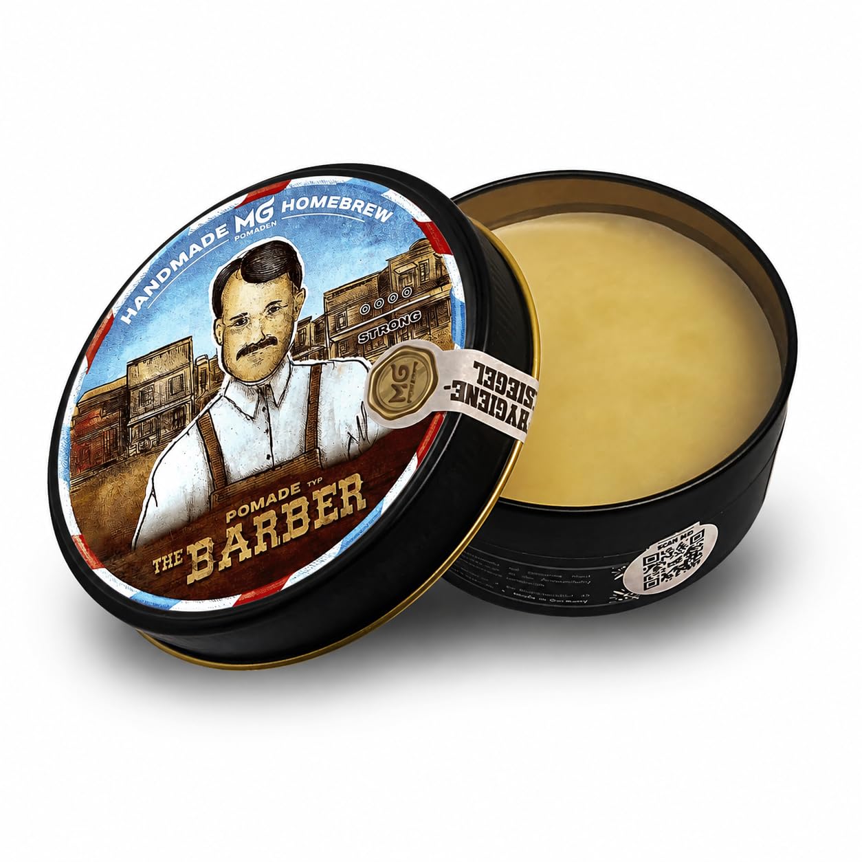 MG Pomade THE BARBER, Herren, wasserfest und pflegend, ölbasierte Haarpomade, Natürliche Wachs-Formulierung für starken Halt, Haar Wax, Haarwachs Männer, Haar- Bart Styling, Hair Clay