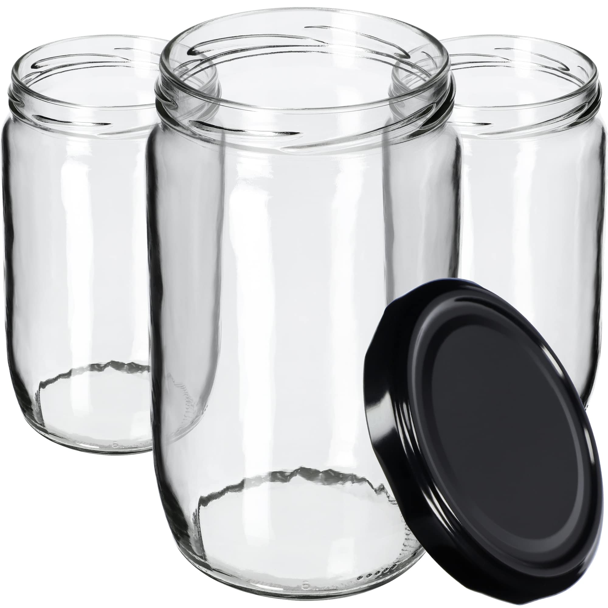 KADAX grands bocaux en verre 720ml Ø82 – couvercle à vis hermétique, pour conserves, cornichons, légumes lacto-fermentés et confitures maison