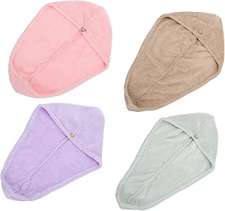 Alipis 4 Pçs Turbinas De Cabelo Seco Para Mulheres Toalha Para Cabelo Toalha De Banho De Secagem Rápida Turbante De Cabelo Toalha Absorvente Turbante De Banho De Secagem Rápida Lã Coral