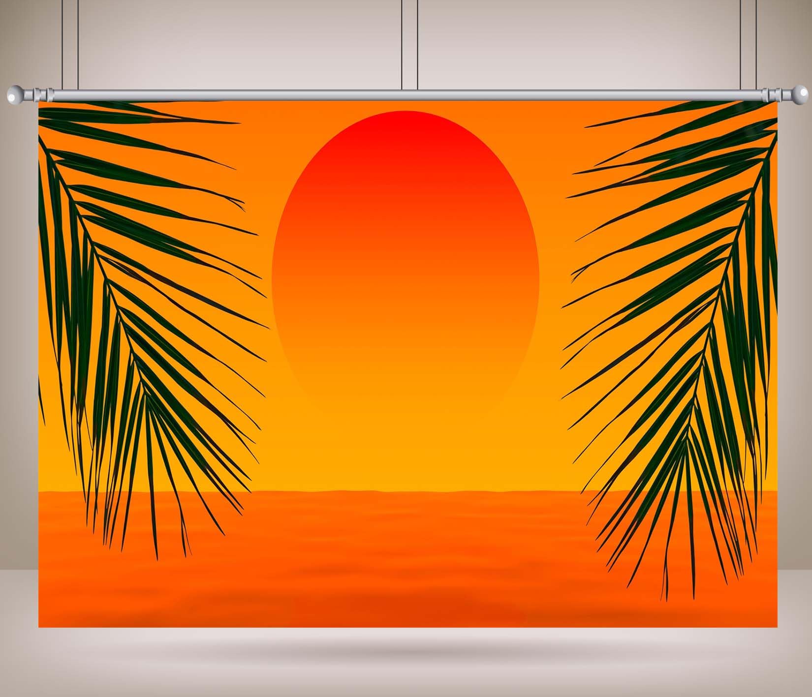 15x10FT (4.6x3m) Silhouette Palma Tramonto Sfondo Fotografico