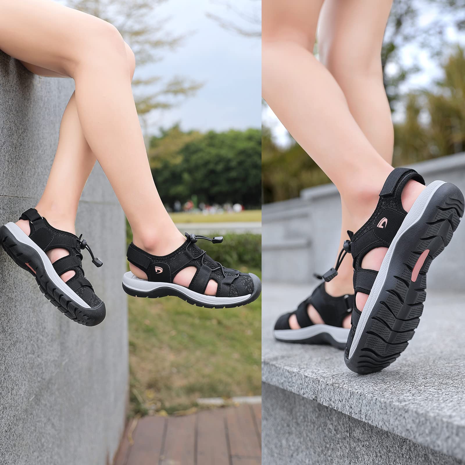 Dannto Women's Sport Sandals Close Toe Mesh Hiking Outdoor Athletic Casual