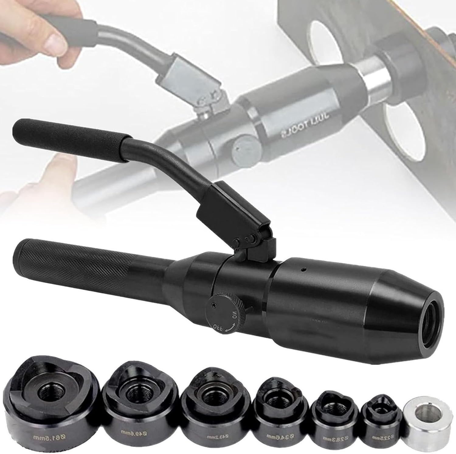 Hydraulic Knockout Hole Punch Driver Kit 22mm~61.5mm Electrical Conduit Hole Cutter Set Tool Kit Metal Sheet Puncher (Black)
