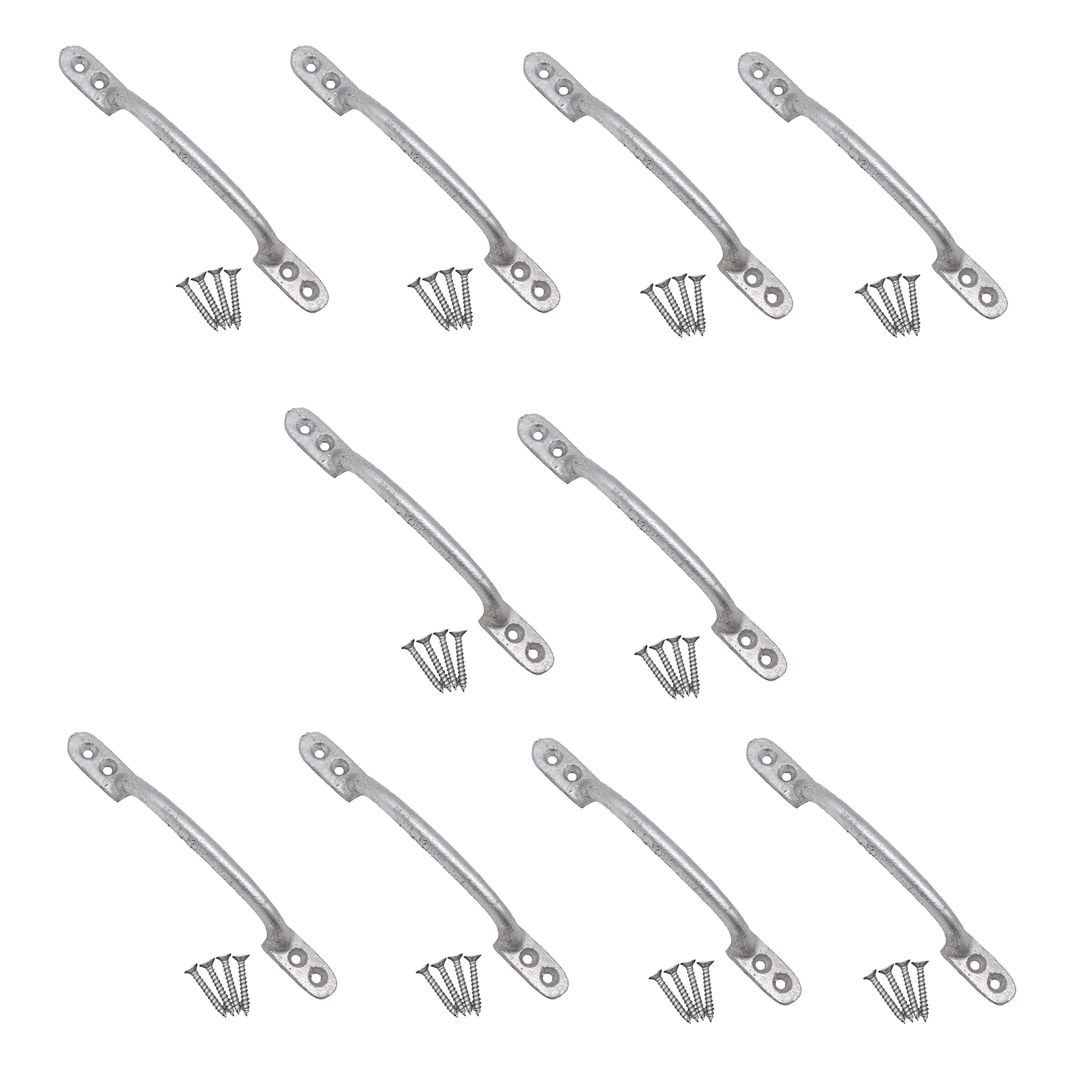 Eai Galvanised Hot Bed Pull Handle Cast Iron For Garden Sheds And Gates 6" Pack Of 10