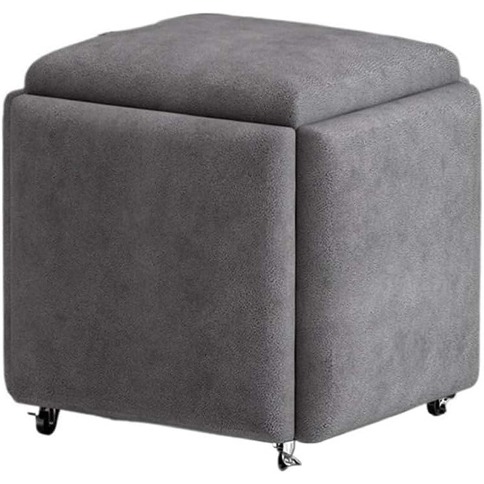 LMMIAOZ 5 in 1 Multifunctional Makeup Stool Set with Swivel Casters Stackable Nesting Foot Rest and Cube Chair for Living Room Bedroom B 35 * 35 * 38cm