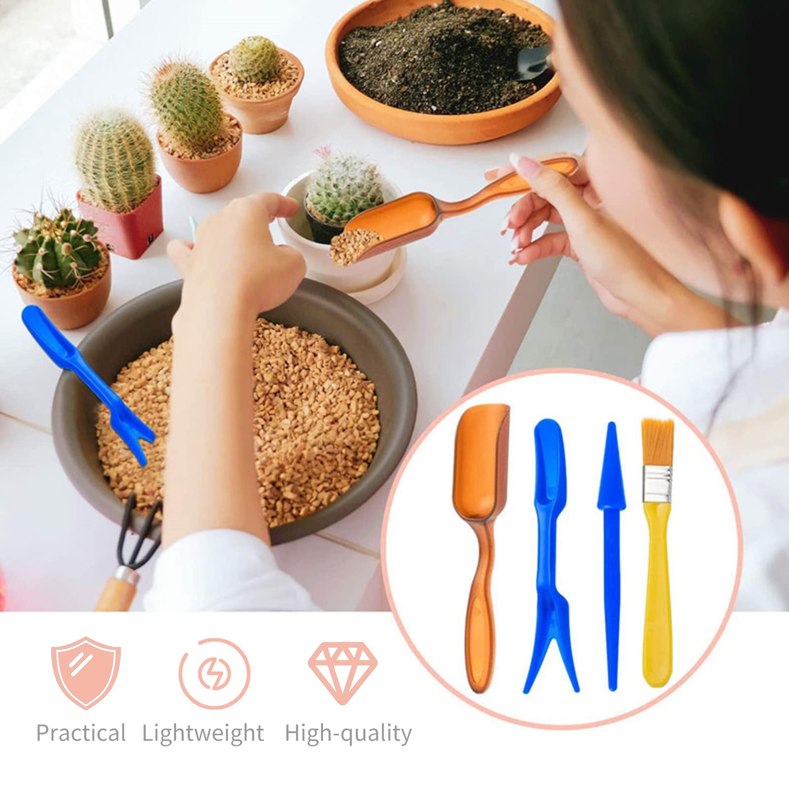 12PCS Succulent Tools, Mini Garden Tool Set Potting Cactus Houseplant Transplanting Tools Set for Seedling Soil Caring Succulent Houseplent