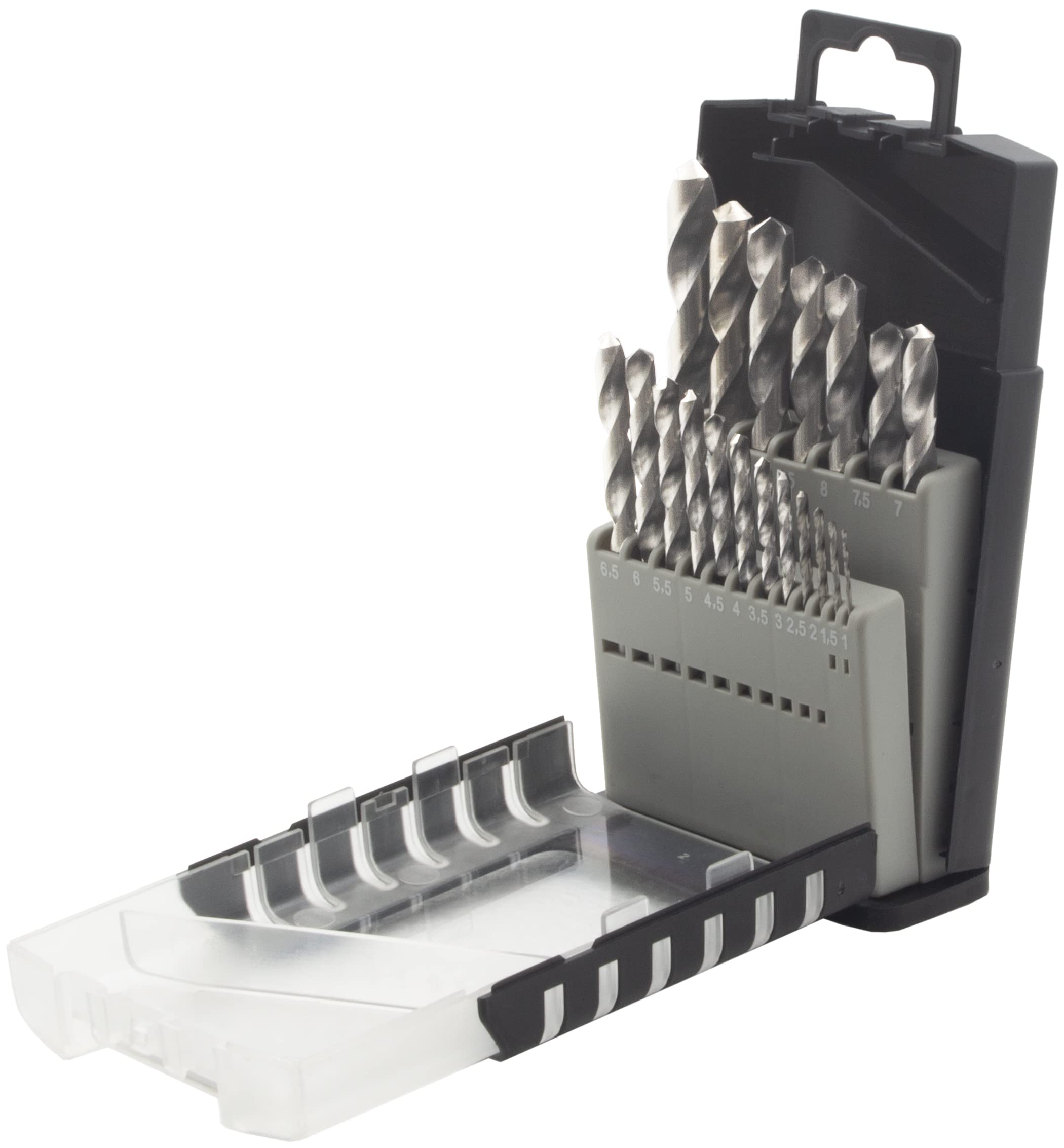 Krino 01360401 HSS-G Brocas rettificate, juego de 19 piezas, acero