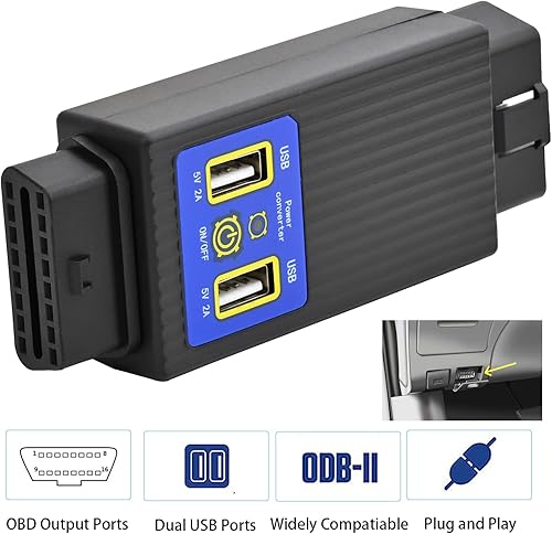 Miniatura 2 de iKKEGOL Bolsillo OBD2 OBDII Full 16 Pin macho a hembra OBD Cable Divisor Convertidor Adaptador con 2 Puerto USB Suministro Carga para Diagnóstico