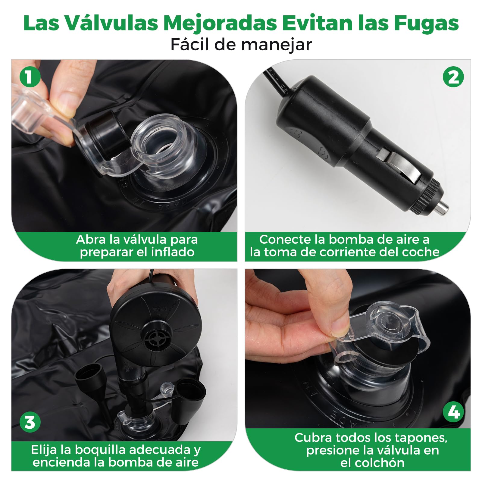 COSTWAY Colchón Hinchable 190 x 130 cm, Colchón de Aire para Camping en Coche, Cama de Aire con Bomba de Aire, Doble Cara de Flocado y Bolsa de Transporte para Camiones (Negro)