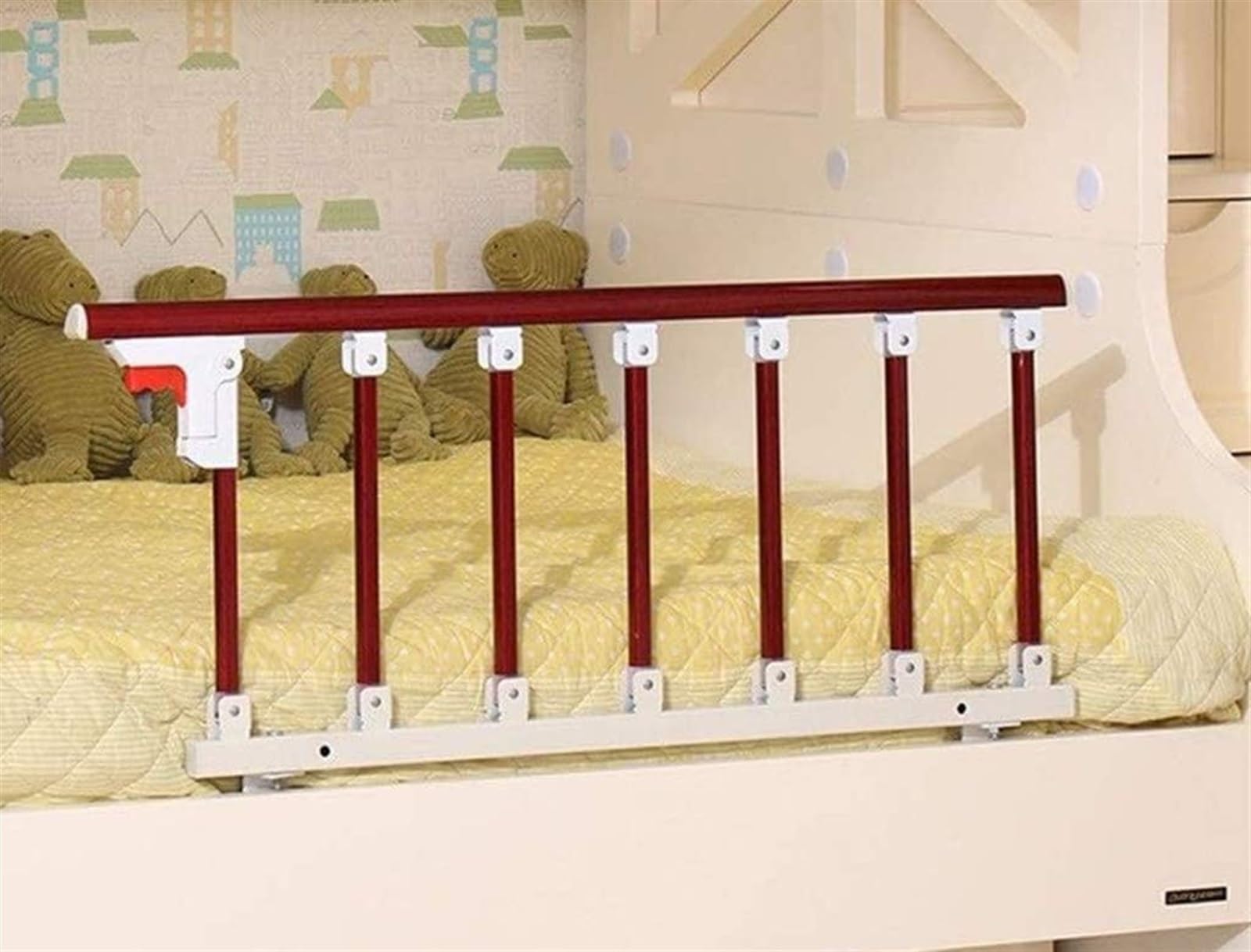 Barrière de lit handicapés réglable avec poignée assistance et pliage