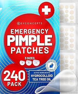 Pimple Patches for Face (240 Pack), Hydrocolloid Acne Patches with Tea Tree Oil - Pimple Patch Zit Patch and Pimple Stickers - Hydrocolloid Acne Dots for Acne - Zit Patches