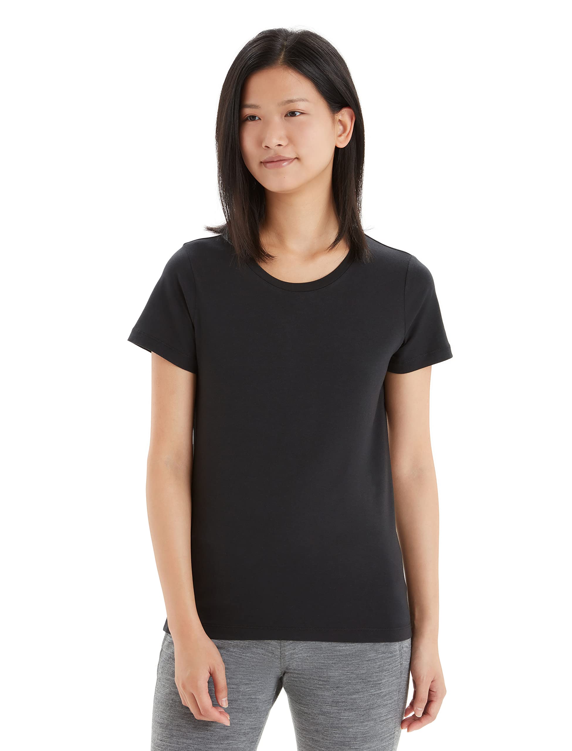 Icebreaker Women's Tencel Lyocell Cotton SS T-Shirt for Everyday Use, Adventure, Gym & Training - Black, XL