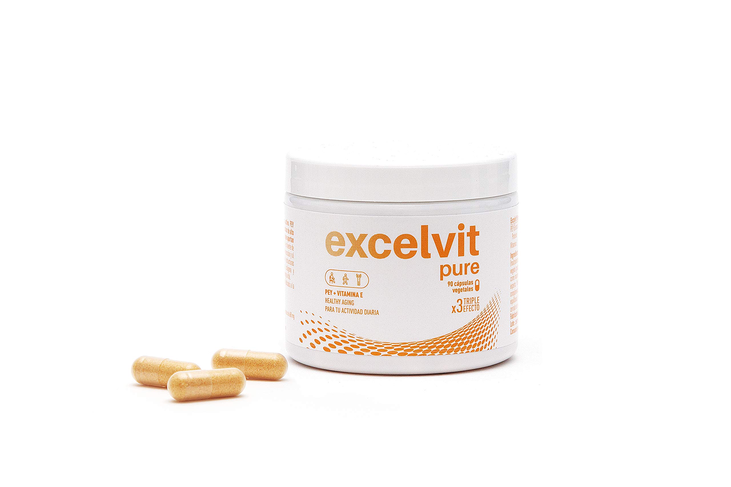 Excelvit® Pure 90 cápsulas - Complemento Alimenticio para Adultos - Ideal para Enjevecimiento Saludable - con 1200 Moléculas de Alto Valor Biológico - Fuente de Proteínas y Vitamina B