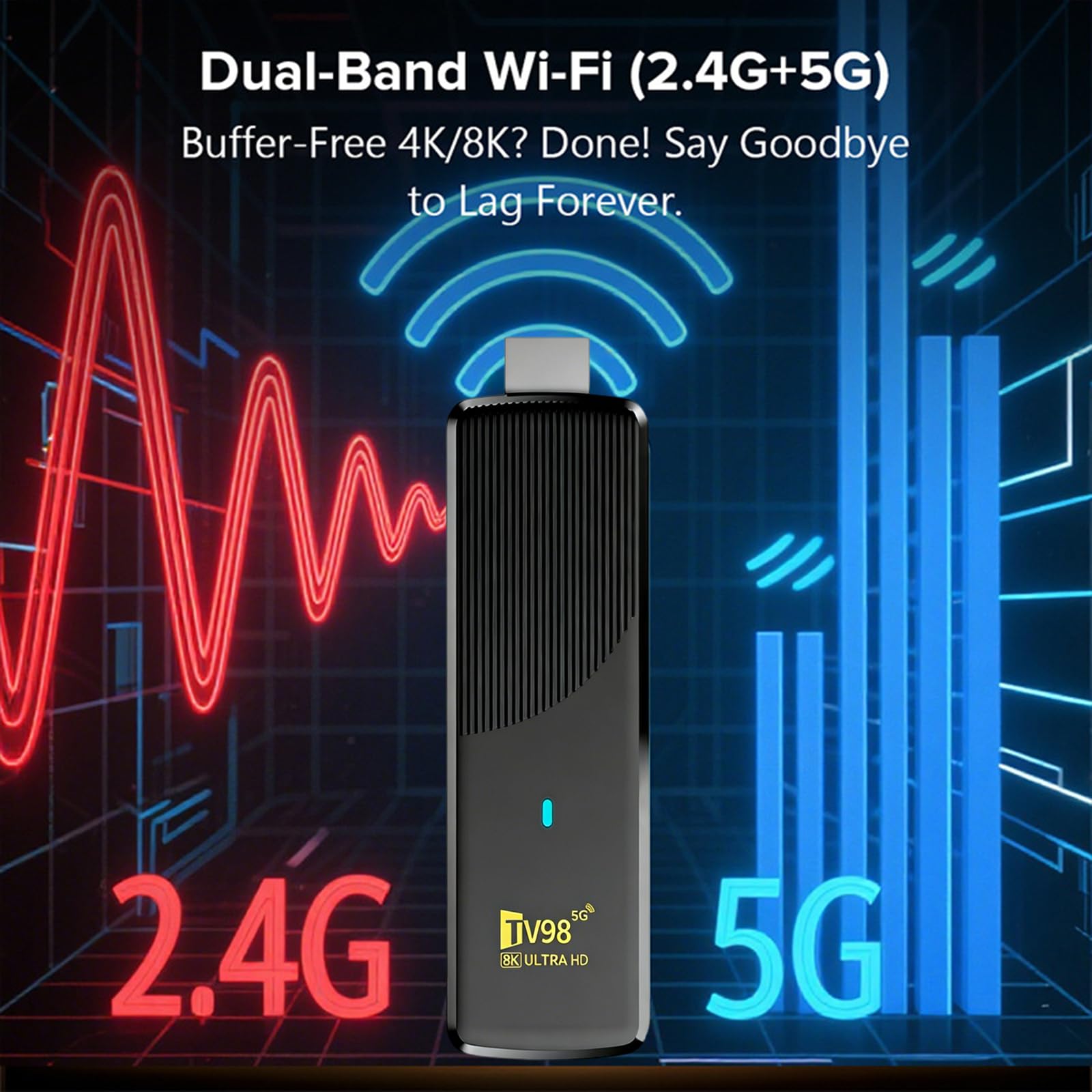 Android 14 OS Bluetooth TV Stick, Streaming Stick 8K, 8 GB RAM, 128 GB ROM, obsługuje Wi-Fi 2,4 G/5 G, odtwarzacz multimedialny HDR10+, lekki i łatwy do przenoszenia