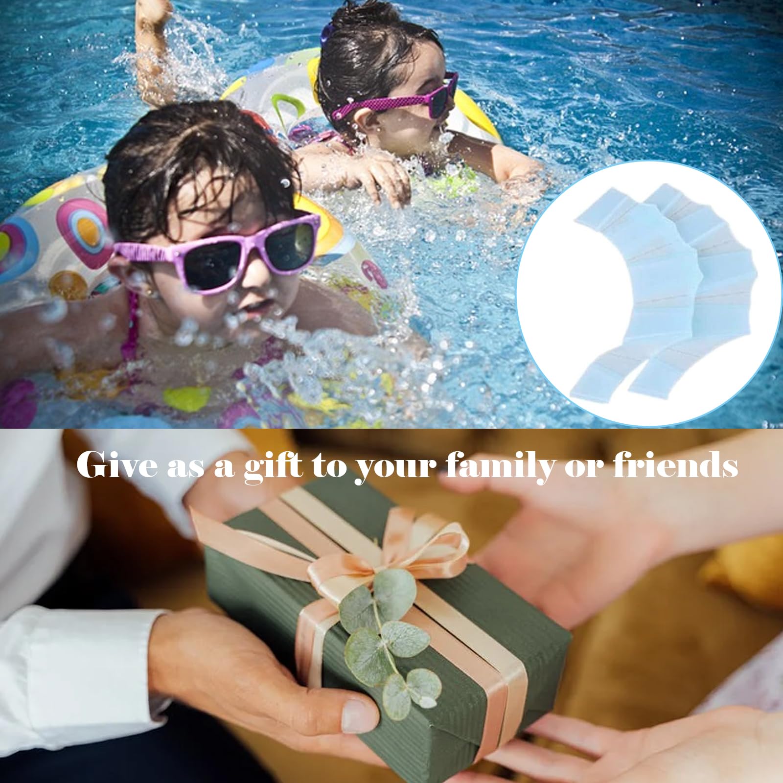 6 Paio Guanti da Allenamento per il Nuoto, Silicone Nuoto Fettucciato, Pinne per le Mani, Guanti Acquatici, Dita da Allenamento, Pinne da Nuoto Subacquee, per Bambini Donna Uomo (S/M/L, Blu)