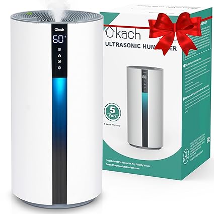 Ukach Smart Humidifiers for Bedroom Large Room, Cool Mist Humidifiers for Baby, Top Fill Air Humidifier & Essential Oil Diffuser, Sleep Mode, Humidity Setting, 12H Timer, Night Light (3.5L)