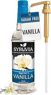 Syruvia Sugar Free Coffee Syrup, Vanilla Flavored Syrup for Drinks, Lattes, and Desserts – 25.4 fl oz, With Pump