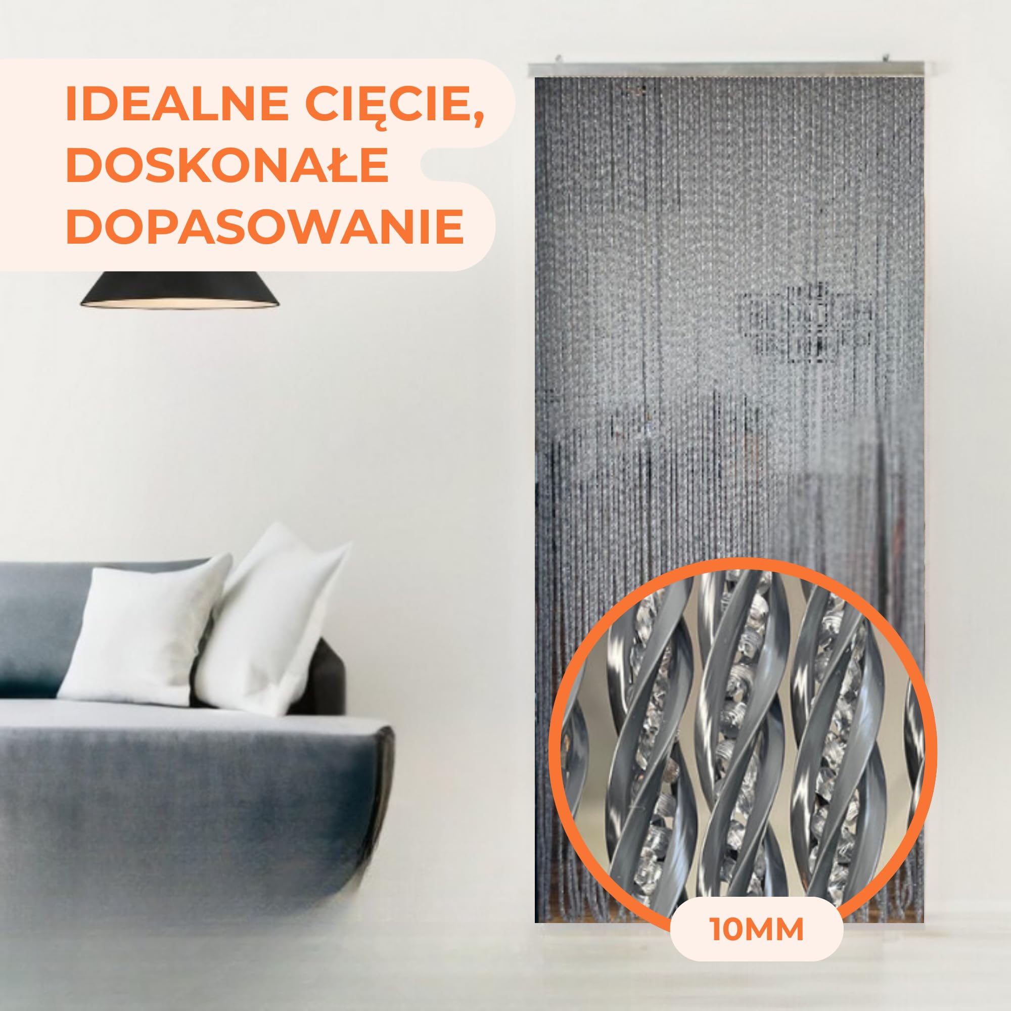 Trente zasłona przeciw owadom – różne rozmiary i kolory, siatka na drzwi balkonowe, luksusowa ochrona przed insektami, szara moskitiera 140 x 250 cm