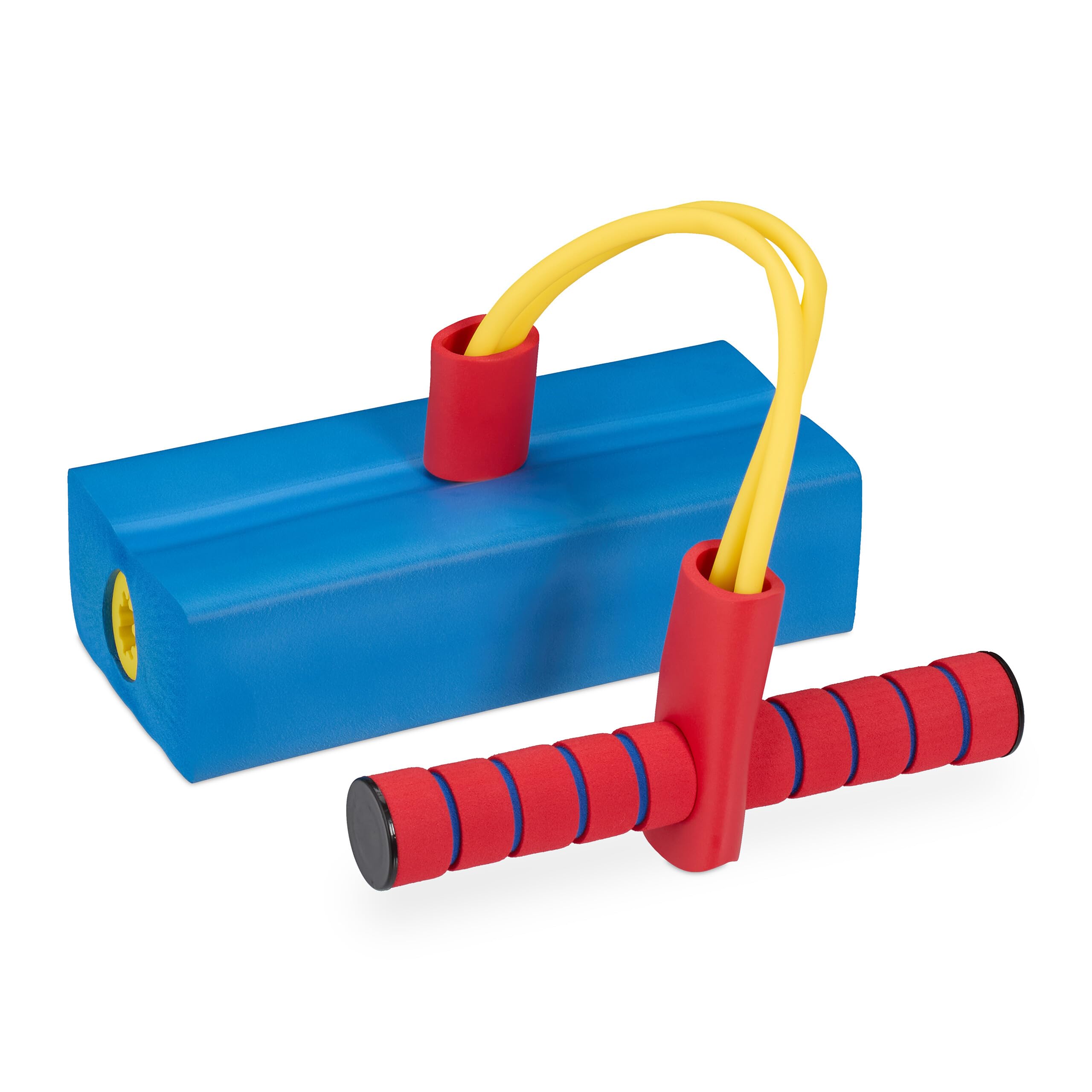 Relaxdays Pogo Jumper pour Enfants, jusqu'à 80 kg, Saut, Bungee, siffleur, Mousse, coloré, 42 x 22 x 10 cm